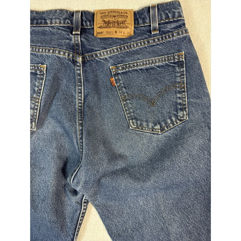 Vintage 90s Levis 505 Orange Tab Jeans Mens 34x30 (Fits 33x26.5) USA Made Faded - Picture 13 of 16